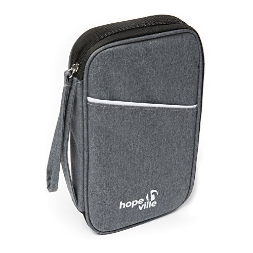 Hopeville Reisdocumententas met RFID-bescherming, hoogwaardige reisorganizer en documententas voor alle reisdocumenten en documenten, grijs, 25cm x 16cm x 3cm, Modern