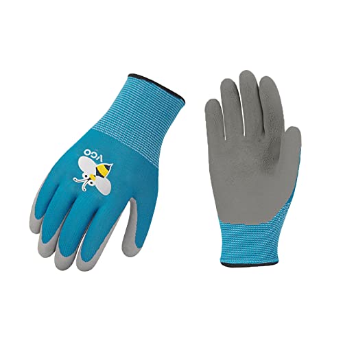 Vgo... Vgo 1 paar leeftijd 5-7 kinderen tuinhandschoenen, werf werkhandschoenen, veiligheid zachte rubberen handschoenen (maat XXS, blauw, RB6013-KID)