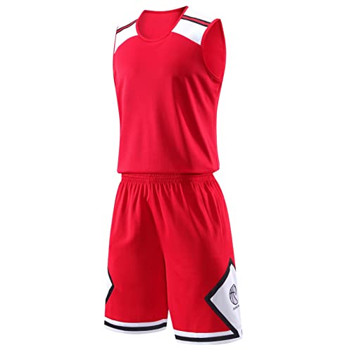HULG Kids Basketbal Kit, basketbal Kit, basketbal Kits voor jongens, kinderen Basketbal Set, Heren Basketbal Jersey en Shorts Team Uniform met Zakken Sportkleding Uniform (jersey-02,6XL)