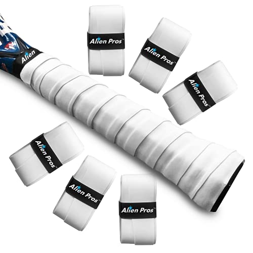 Alien Pros Tennis Racket Grip Tape – Voor een comfortabele grip ervaring – Tennis Overgrip Grip Tape Tennis Racket – Basisgrip voor je tennisracket voor betere prestaties(set van 6 Wit)