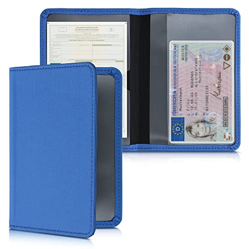 kwmobile hoes voor kentekenbewijs en rijbewijs Hoesje met pasjeshouder in blauw Omslag van neopreen