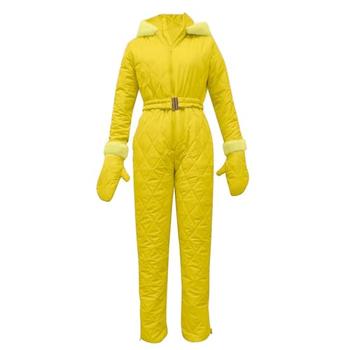 ELTOX Skipak, sneeuwpakken dames eendelige ski jumpsuit ademend snowboardjack skiën broek sets bodysuits outdoor sneeuwpakken vrouwen rits skipak (kleur: champagne, maat: 5X-Large)