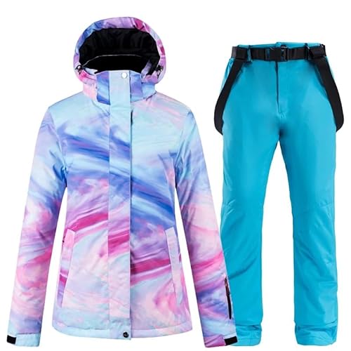 ELTOX Skipak, sneeuwpakken, sneeuwpak, snowboardkleding voor dames, waterdichte winterkostuums, outdoor ski-jack + riem broek slabbetjes