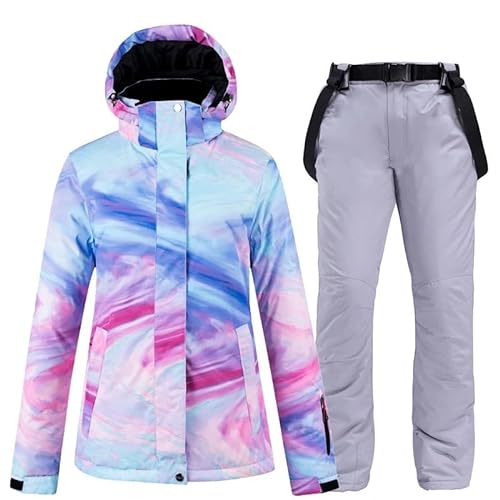 ELTOX Skipak, sneeuwpakken, sneeuwpak, snowboardkleding voor dames, waterdichte winterkostuums, outdoor ski-jack + riem broek slabbetjes