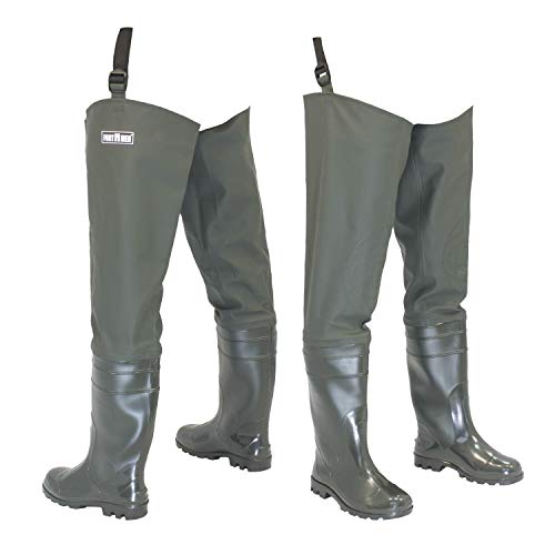 FortMen Waadlaarzen heren vissersbroek met laarzen waterdichte waadbroek maat 41-47 lange waadbroek rubberlaarzen vissen boots hengel