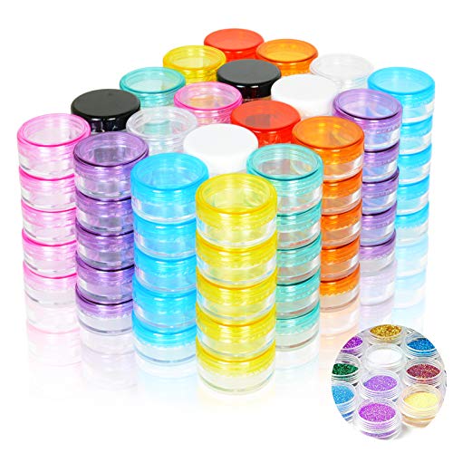 PUDSIRN Monsterpotten, Lege Ronde Cosmetische Containers met Deksel Plastic Container Pot Potpotten voor Crèmes Nagellak Lippenbalsem Lipgloss Make-up Opslag, 5g-100st, 5g-100pcs