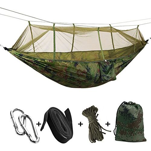 Medigy Outdoor Camping Hangmatten met Muggennetje Draagbare Hangmat Parachute Tent voor Twee Personen 260 * 140cm-102 * 55in Laadgewicht 200kg