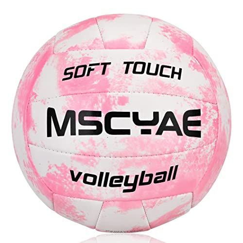 MSCYAE Volleyballen officiële maat 5, indoor outdoor beachvolleyballen, zachte aanraking, beachvolleybal voor strand, tuin en badkamer, roze/wit