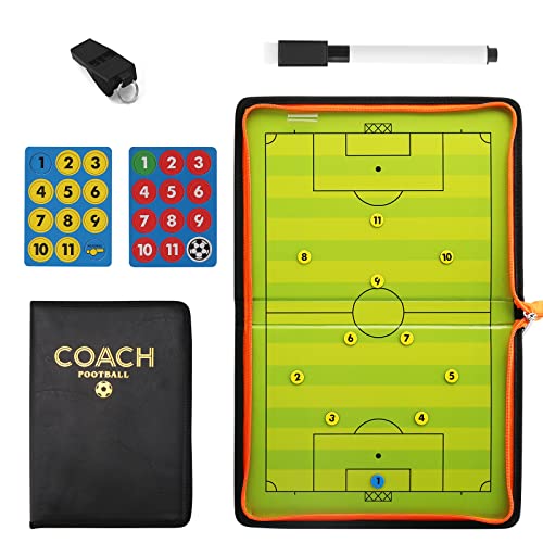 Yagosodee Voetbal Tactiek Board, Magnetische Voetbal Tactiek Board, Dubbelzijdig Voetbal Droogwisbord Draagbare Voetbal Training Board Coaching Board Apparatuur (54 x 32cm) (met rits)