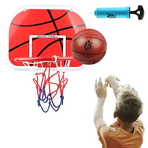 DBREAKS Mini-basketbalmand, voor kinderen, voor binnen, met bal en pomp met basketbal, wandmand, voor kinderen, kantoor, slaapkamer (1 basketbal)