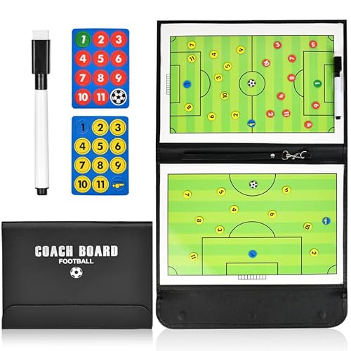 flintronic Voetbal Tactiek Board, Voetbal Coaching Board Magnetisch, Dubbelzijdig Opvouwbaar Voetbal Dry Erase Board, Draagbaar Voetbal Training Board, met Marker Pen en Rits Tas