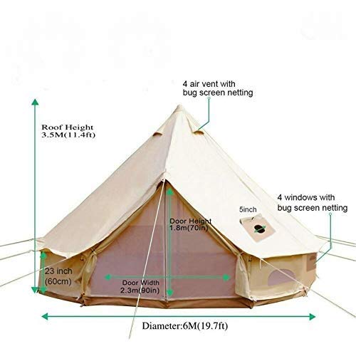 BuoQu a 6m yurt-tent op katoenen doek Grote tent Geschikt voor kamperen, bijeenkomsten, reizen