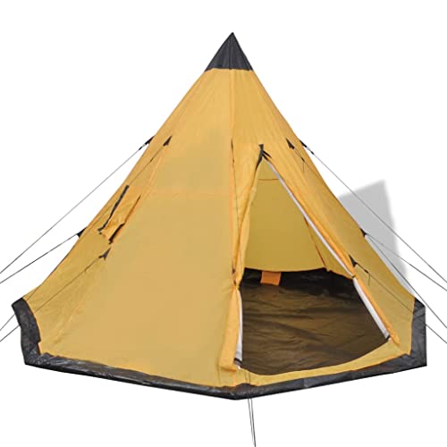 vidaXL Kampeertent voor 4 Personen Geel Tent Camping Kamperen Tipi Tenten