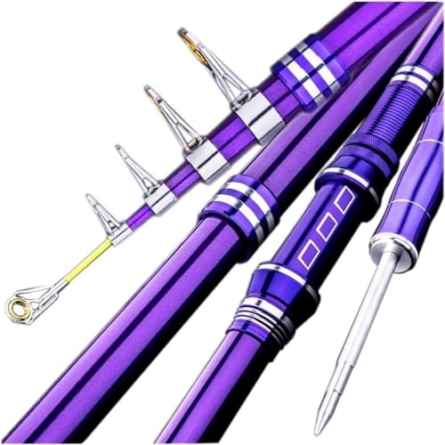 ELzEy Hengels 2,1 m ~ 3,6 m Karperhengels Telescopische zeehengels Lichtgewicht harde hengels Visgerei (Color : Purple, Size : 2.1 m)