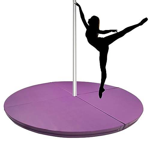 WAHHWF Pole matten voor vloer ronde, opvouwbare draagbare paaldans crash mat circulair, yoga oefenmatten dansend kussen voor thuis/studio, paars (kleur: 110 cm/3,6 ft/43 inch, maat: dik 5 cm/2in)