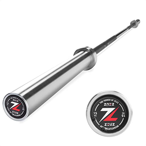 Zeuz Professionele Olympische Halterstang 15kg – 200cm Barbell Stang – Gewichten 50mm en Haltergrip 25mm – Fitness, Crossfit, Krachttraining & Gewichtheffen Halter