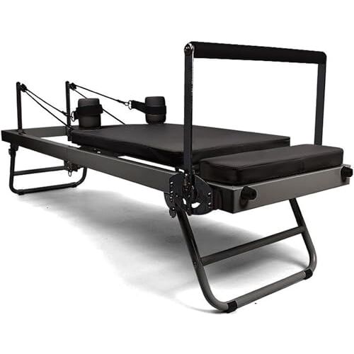 BESTXH Pilates Reformer, Foldable Pilates Machine Equipent for Home,zwart,Rubber