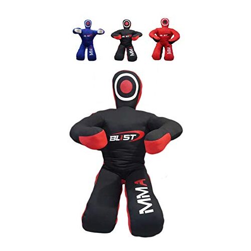 Blist MMA Dummy Judo Grappling Dummy Punching Bag Brazilian BJJ JIU Jitsu Zitpositie Dummy Worstelen Martial Arts Boxing Karate Training Dummy (UNFILLED) (Black Canvas, 170 cm)