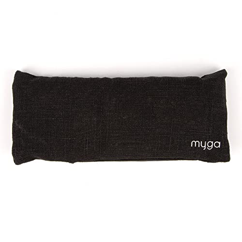 Myga Oogkussen Lavendel Geurende Ontspanning Savasana Yoga Oogkussen voor Aromatherapie, Stressverlichting, Ontspanning, Vermoeide Ogen en Hoofdpijn 22,5 cm x 10 cm, Zwart