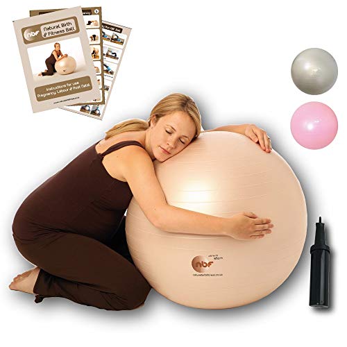 nbf natural birth & fitness nbf Gymnastiekbal voor Zwangerschap en pomp 55cm 65 cm 75 cm Fitnessbal Zitbal Gymbal voor zwangerschap, bevalling en na de geboorte 55cm Bleek Goud