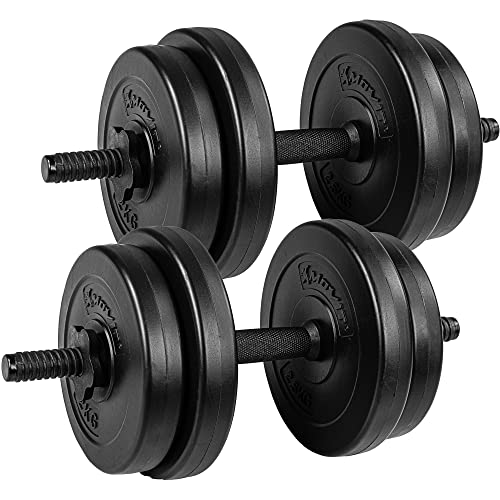 MOVIT ® Dumbbell Set van 2, Dumbbell Set Gewicht 20kg (2x10kg) Dumbbells Stangen gedraaid met stersloten