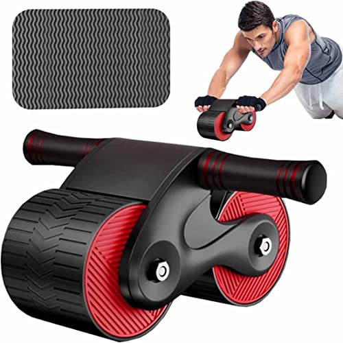 SCORRO Automatic Rebound Abdominal Wheel Kit with Knee Mat,Ab Wheel Roller Domestic Abdominal Exerciser,Fitness Equipment Beginners Core Workouts,Exercise Wheel Core Strength Training Abdominal Roller (B)