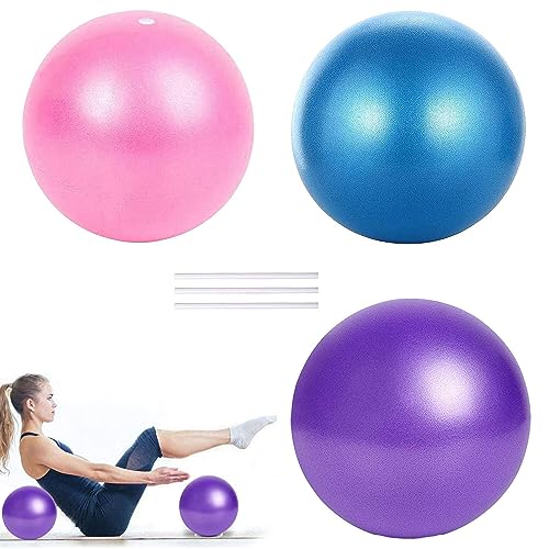 OUOQI 3 stuks 25 cm gymnastiekbal, pilatesbal, yogabal, pvc-pilatesbal, kleine gymnastiekbal, mini soft pilates bal, gymbal voor yoga, pilates, oefenbal voor yoga, thuis, kantoor (C)