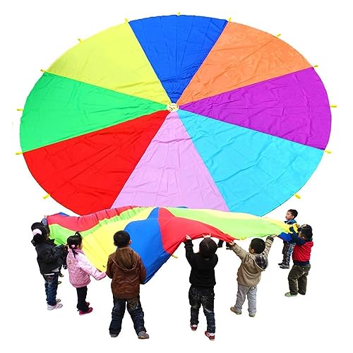 WeBert Rainbow Parachute Spelen Parachute Spelen Parachutespel, Binnen- en buitenactiviteiten for kinderen, Teamwerk Parachutespel, Oefening Hand-oogcoördinatie Parachutespel (Size : 29.5ft)