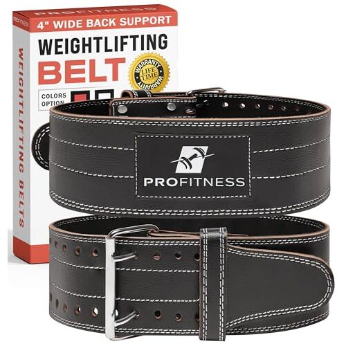 ProFitness Gewichtheffen riem rugsteun voor mannen en vrouw lederen gewichtheffen riem wordt geleverd met (zwart/wit, medium)