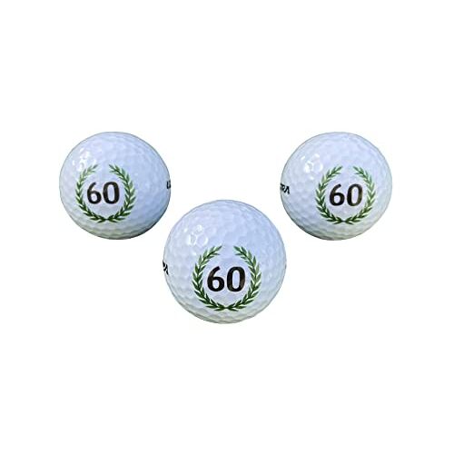 LL-Golf ® set van 3 60 verjaardagen golfballen met Happy Birthday motief in geschenkdoos/golfgeschenk/golf cadeau gift