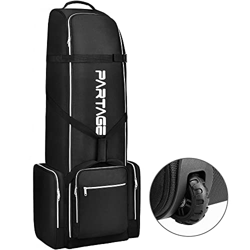 Partage Golf reistas met wielen,Golf Travel Case voor luchtvaartmaatschappijen, 600D Heavy Duty Oxford Zwart