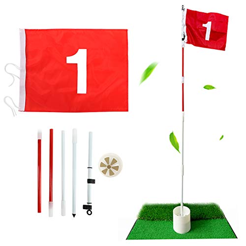 SOONHUA Golf zetten groene vlaggenmast, 5 stuks verwijderbare golf vlaggenmast en gat cup set nylon zetten groene vlaggenmast voor golf