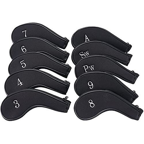 ANCLLO 10 Pack Rits Golf Club Ijzeren Hoofd Covers Ijzeren Covers