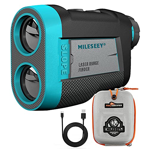 MiLESEEY Oplaadbare Golf Afstandsmeter met Helling aan/uit Schakelaar, Magnetische Afstandsmeter Golf 660Yds Flag Lock Trilling voor Golfkar, ±0,55Yd Nauwkeurigheid-toernooi Legale Golfafstandsmeters