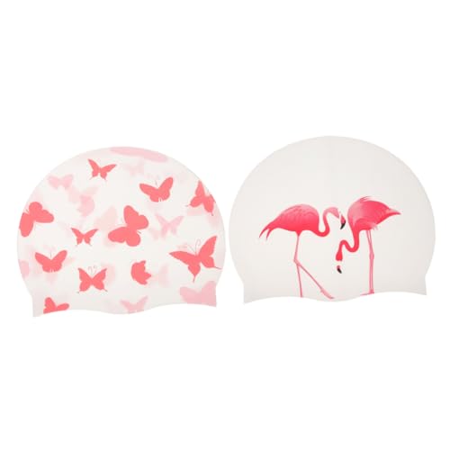 HEASOME 2 Stuks Waterdichte siliconen badmuts flamingo-badmuts surf pet douchemuts shower cap badmuts voor dames badmutsen voor meisjes zwem hoed extra groot meisje kind