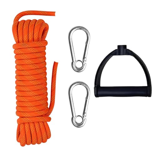 Luojuny Sleeptouw Wakeboard Touw Water Sport Lijn met Handvat Roestvrij Staal Karabijnhaak Gesp 4m Nylon Sleeptouw Slee Kar Pull Touw voor Wakeboard Kneeboard Snowboard Apparatuur Oranje