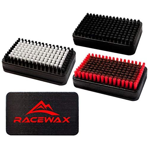 RaceWax Skiborstels borstel Ski 3-delige set met nylon borstel, paardenhaarborstel en koperen borstel