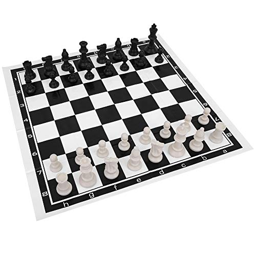 Alomejor International Chess Kunststof Schaakset Internationaal Schaakspel Schaakspel met Opvouwbaar Schaakbord voor Reizen Internationale Board Games