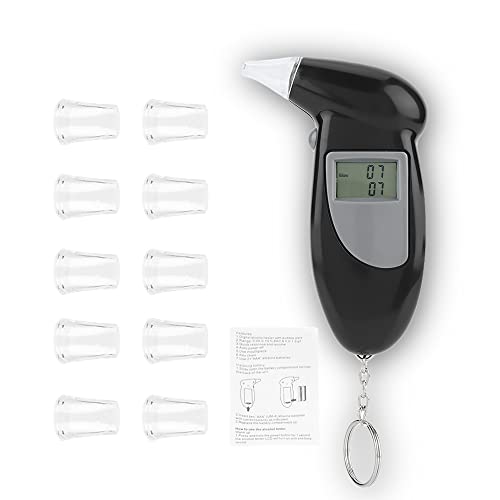 KIMISS Alcoholtester, digitaal lcd-scherm, alcoholtester, draagbare ademanalysator met 10/20/50/pc-mondstukken, alcoholtester (met 10 ademmondstukken)