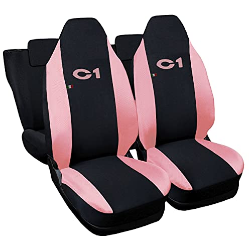 Lupex Shop Citroen C1 tweekleurige stoelovertrekken (zwart roze) vrouw compilatie