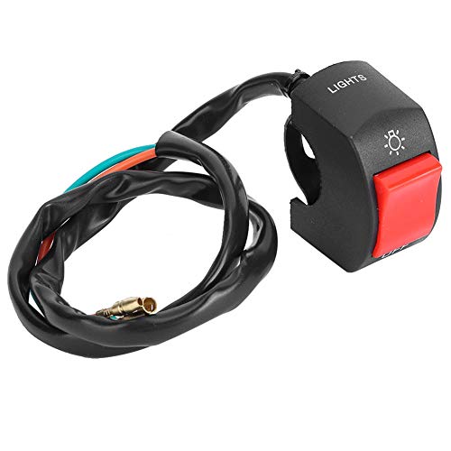 Keenso Stuurschakelaar voor motorfiets, 7/8 inch, 22 mm, led-koplamp, schakelaar, aan/uit-schakelaar met knop, rood Automotive schakelaars