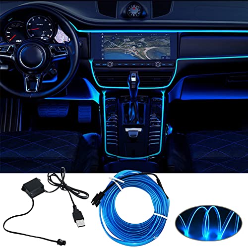 Generic LED Auto Interieur, 5m LED Sfeerverlichting Auto USB Aansluiting, DC 12V LED Auto Strips Car, Auto LED Strip, Autolamp Met Toebehoren Binnenverlichting Waterdicht Interieur Sfeerverlichting (Blauw)