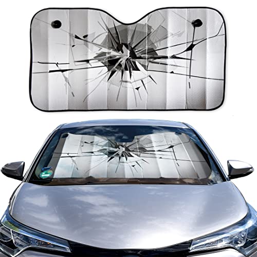 OK Cars AZ-SAA-047 Auto zonwering voorruit, zonneklep voor de voorruit, voorruit cover met motief "glas", afmetingen: 130x70cm