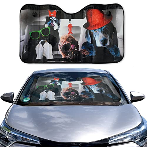 OK Cars AZ-SAA-044 Voorruit, zonwering voor de voorruit, voorruitafdekking met motief hond, 130 x 70 cm