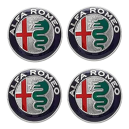 DaSeis 4 stuks wielnaafdoppen voor Alfa Romeo 50MM, waterdichte naafdop velgdop velgdoppen embleem met logo wielnaafdop auto-accessoires