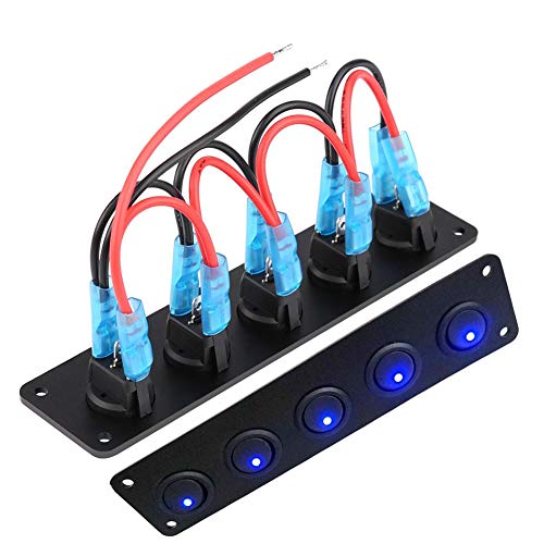 ANGGREK Schakelpaneel, tuimelschakelaar, 5 versnellingen, tuimelschakelaar, paneel, led-tuimelschakelaar, 12 V ~ 24 V, auto, boot, tuimelschakelaar voor auto, boot, marine