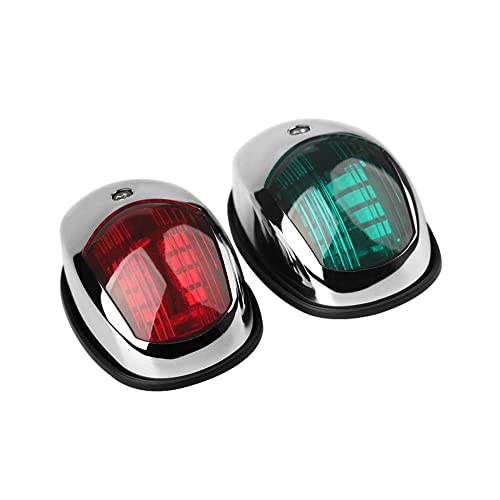 LMPN Boot Navigatie Licht, 10V-3-V Rood en Groen Marine Navigatie Verlichting, Boog Licht voor Boten Led. Ideaal voor Ponton Verticale Mount (Geplateerd Zilver)