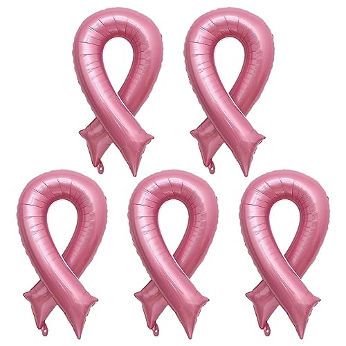 fanelod Borstkanker bewustzijnsdecoraties, borstkanker feestballonnen, borstkanker lint feest gunst ballonnen 5 stuks, roze accessoires voor borstkanker bewustzijn, borstkanker decoraties