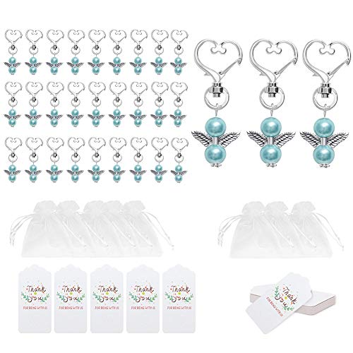 Acfthepiey 30 Set Lucky, sleutelhanger, aandenken, babyshower geschenken voor gasten (blauw-groen)