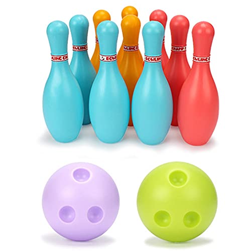 Yolluu Bowlingsets voor kinderen, bowlingspellen voor binnen en buiten, voor 3, 4, 5, 6 jaar, jongens en meisjes, 10 bowlingspelden, 2 ballen